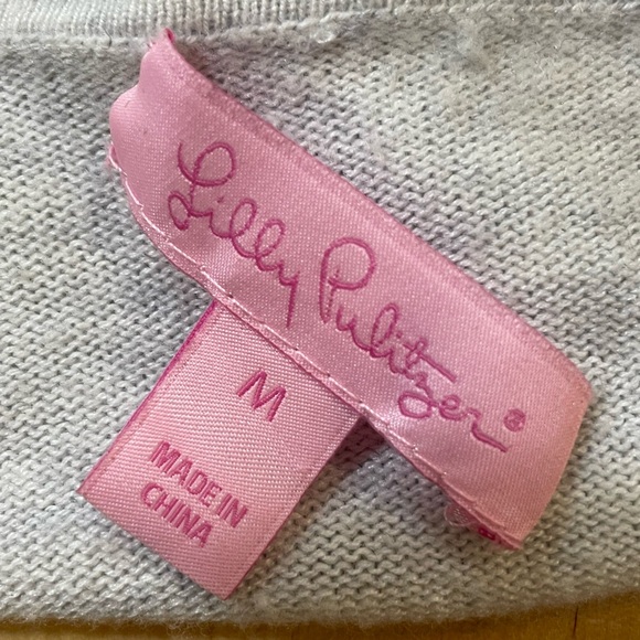 Lilly Pulitzer light grey open face cardigan size M flaws - Picture 5 of 9